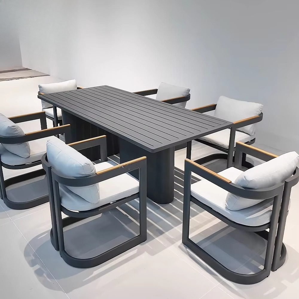Bistro Table Set - Contemporary 6 Piece Outdoor Dining Table