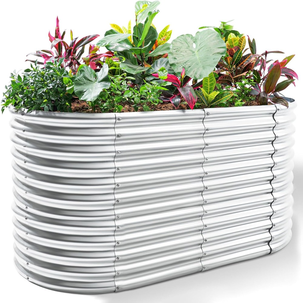 Planter Raised Metal - Galvanized Oval Raised Garden Bed Outdoor