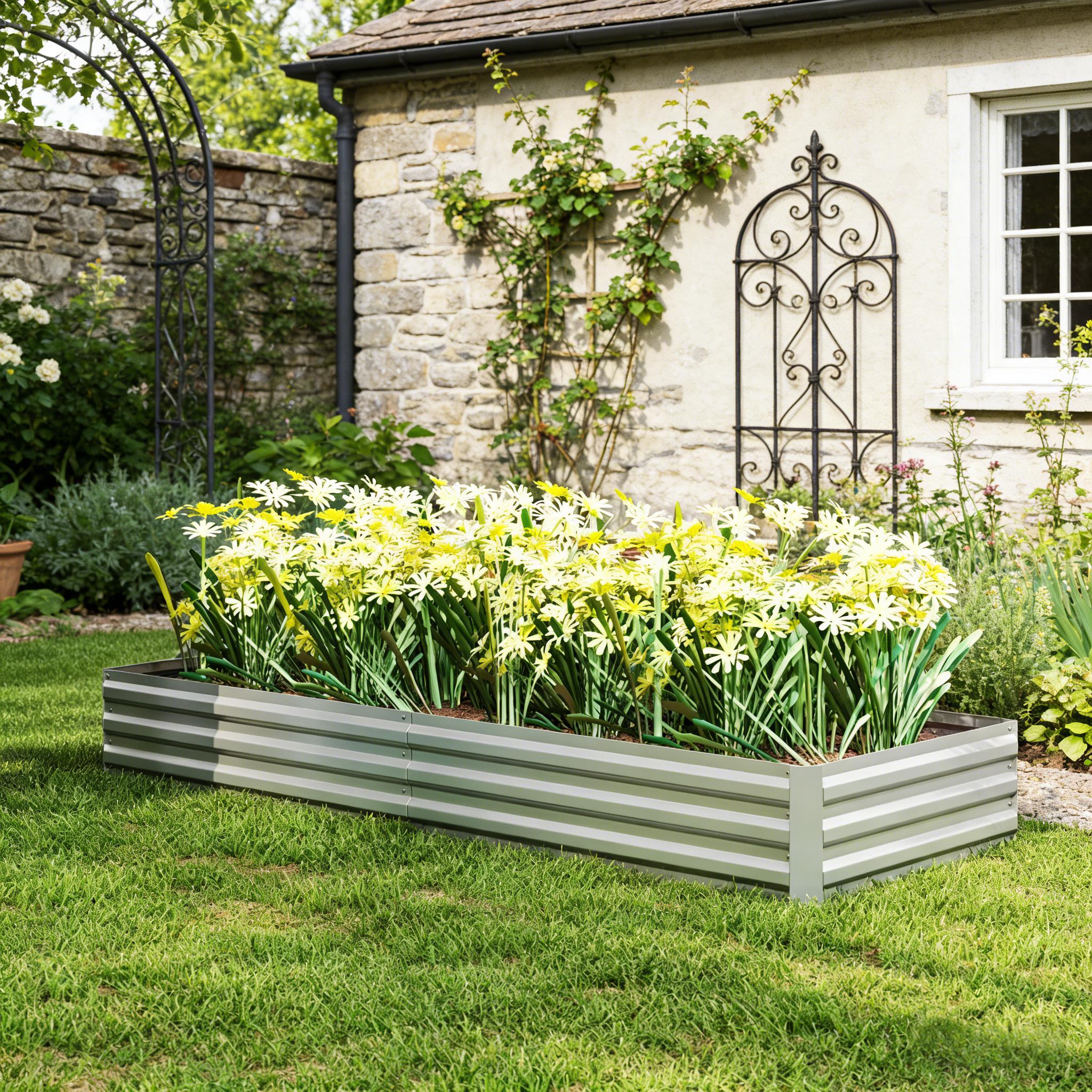 Planter Raised Metal - Flower Box,Plant Box,Garden Bed,Metal Raised Planter