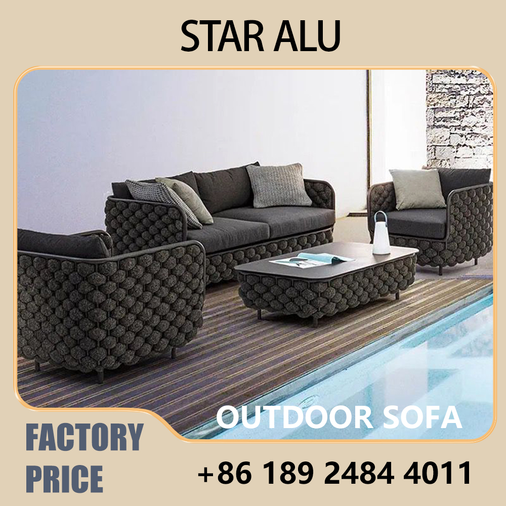 Outdoor Furniture Grey - 3-Seater Outdoor Rattan Sofa Set |
