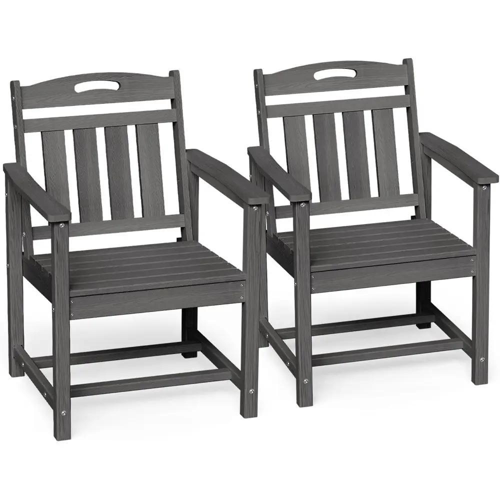 Outdoor Furniture Grey - All-Weather HDPE Patio Dining Chairs Set