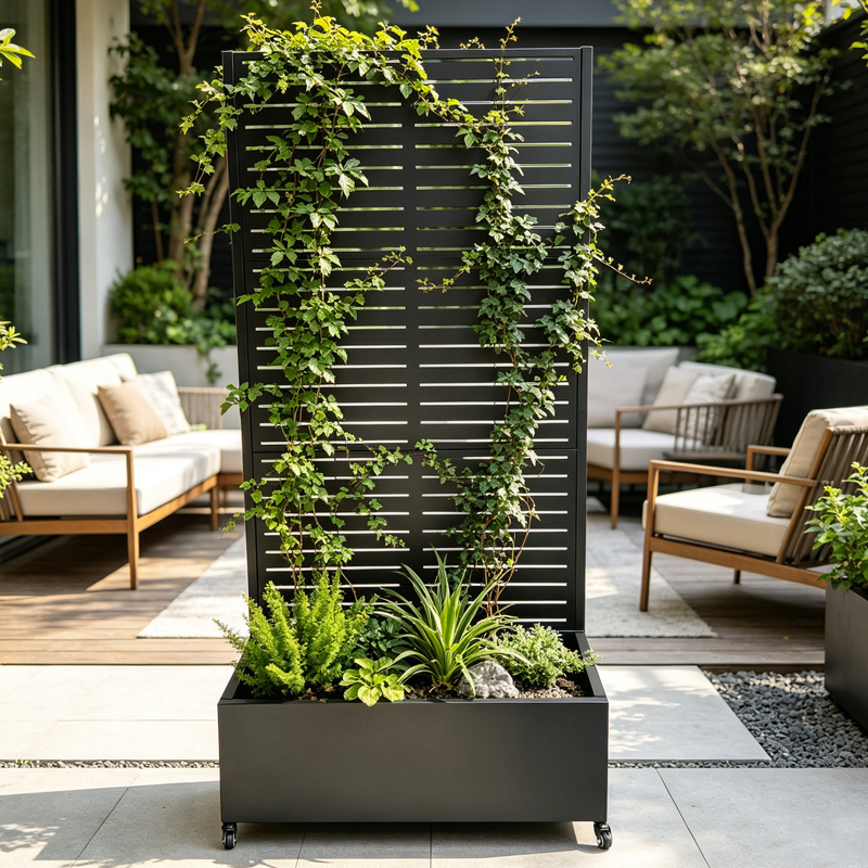 Planter Raised Metal - 73.2 Inch Tall Privacy Screen Planter