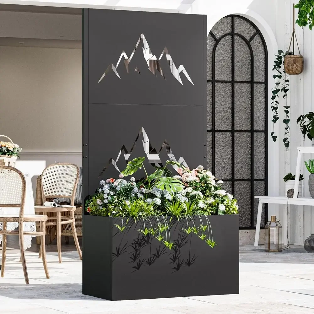 Planter Raised Metal - Elegant Metal Planter Box with Trellis,