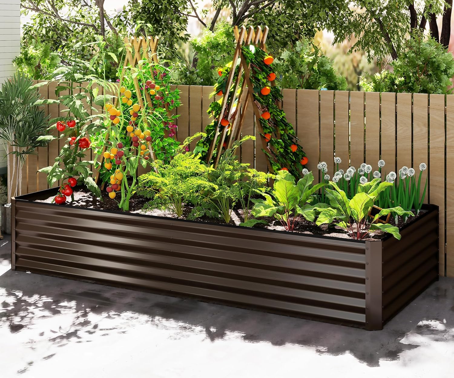 Planter Raised Metal - 8X4X1.5 Ft Galvanized Raised Garden Bed,
