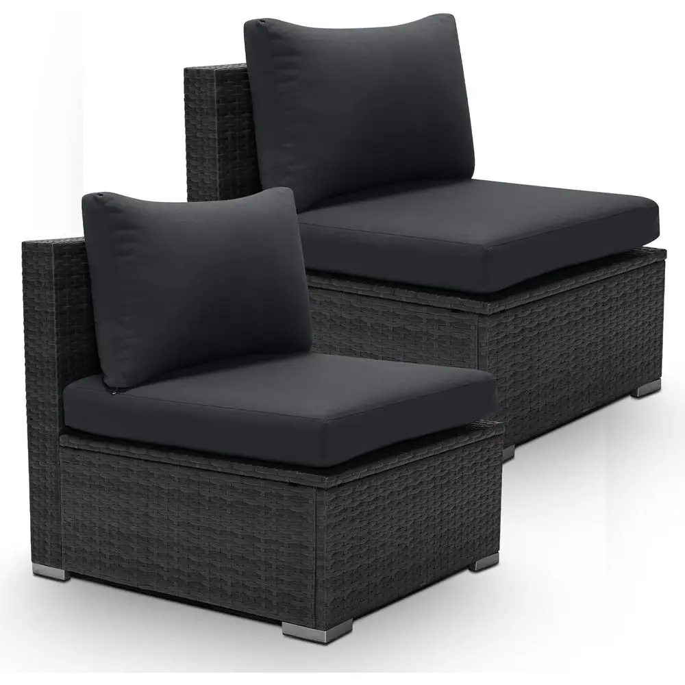 Outdoor Furniture Grey - 2-Piece Rattan Patio Furniture Set with