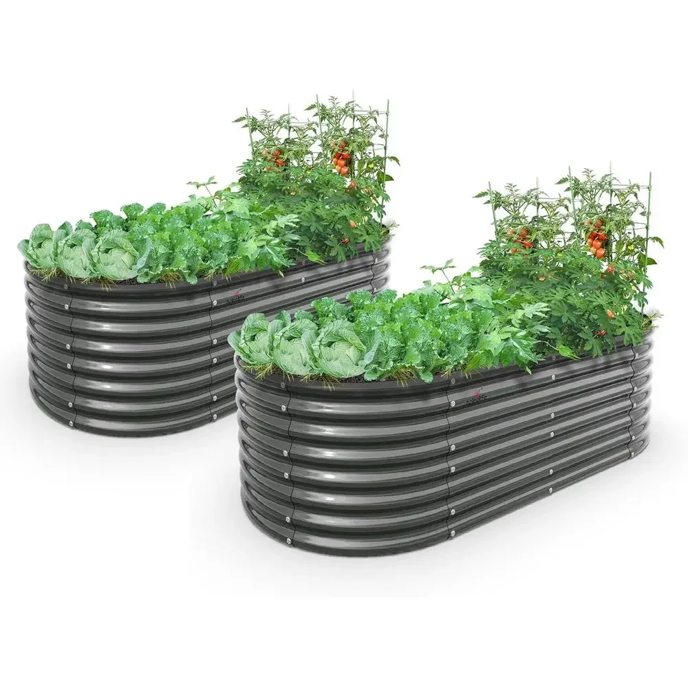 Planter Raised Metal - Oval Large 6x3x2 Galvanized Metal Raised