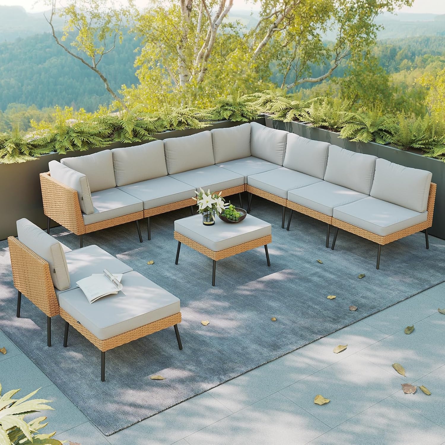 Outdoor Furniture Grey - Aoxun 10 Piece Outdoor Patio Furniture
