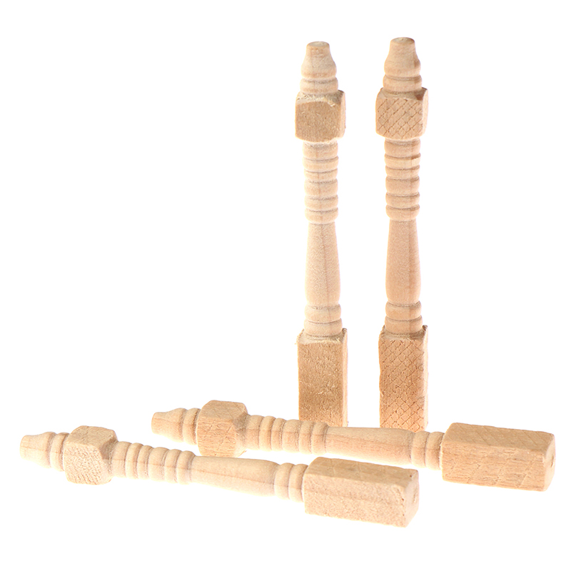 Bistro Table Set - 4Pcs 1:12 Dollhouse Miniature Wooden Chair