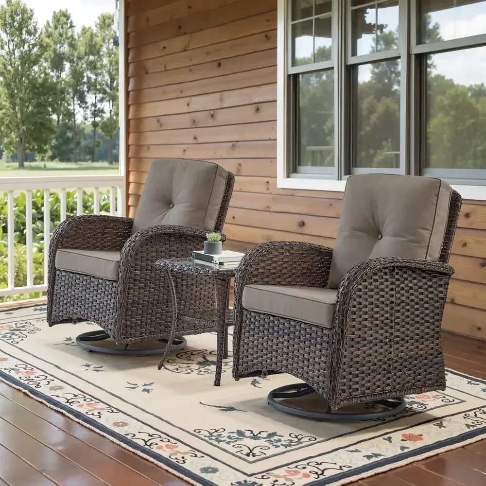 Outdoor Furniture Grey - 2-Piece Outdoor Swivel Rocking Chairs Set