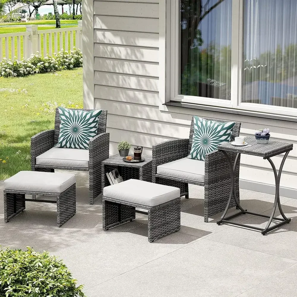 6-Piece Outdoor Grey Wicker Pa - Outdoor Furniture Grey ulasan dan harga