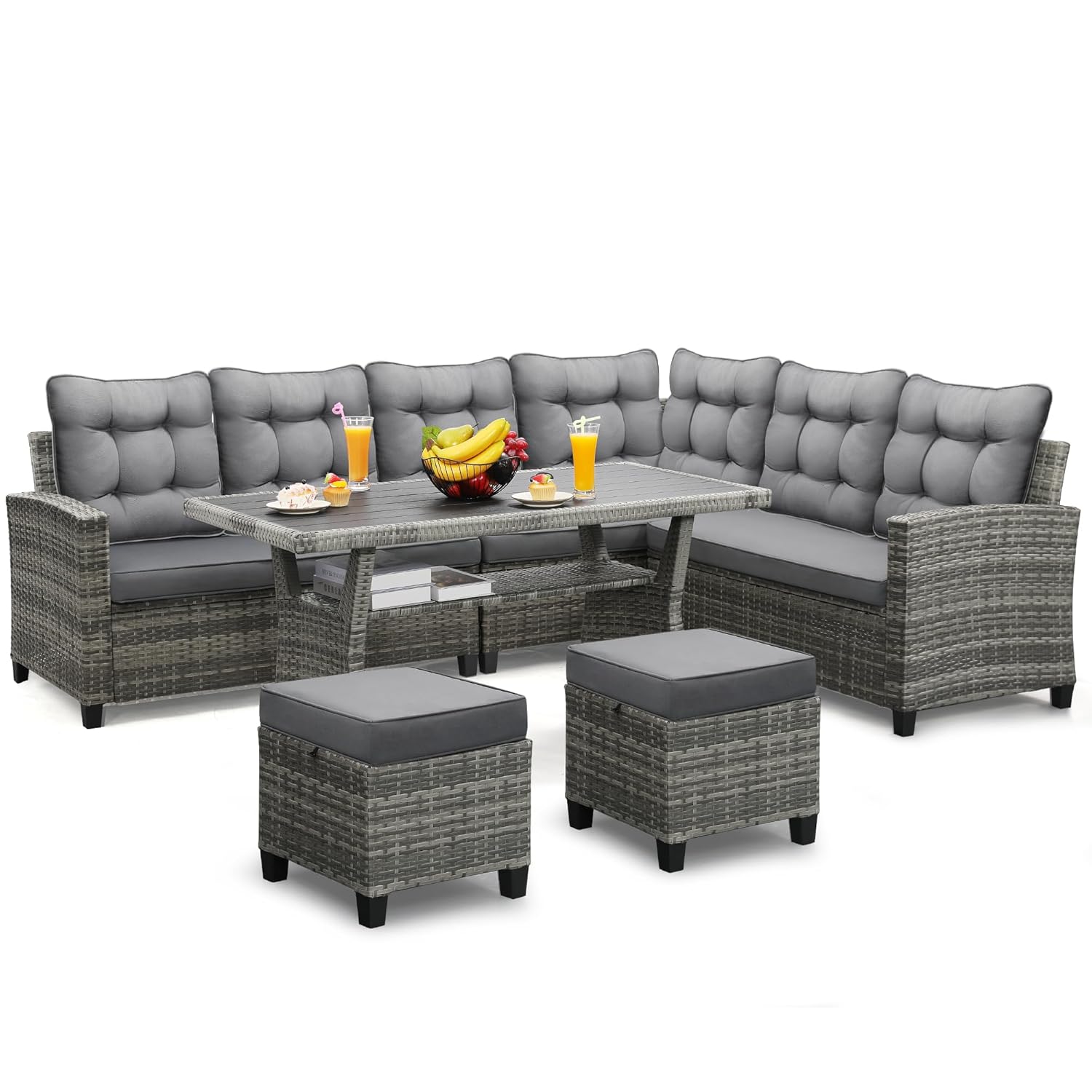 6 Piece Patio Furniture Set, D - Outdoor Furniture Grey ulasan dan harga
