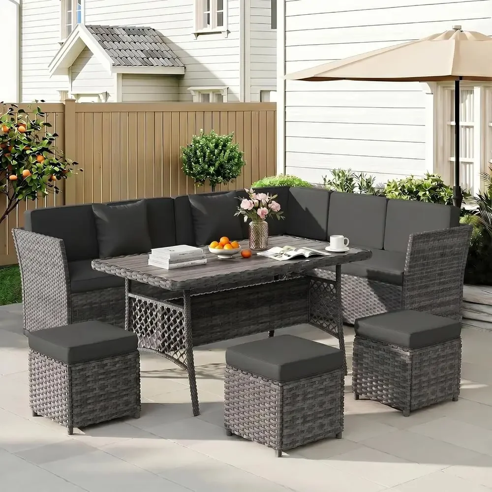 7-Piece Grey Outdoor Patio Fur - Outdoor Furniture Grey ulasan dan harga