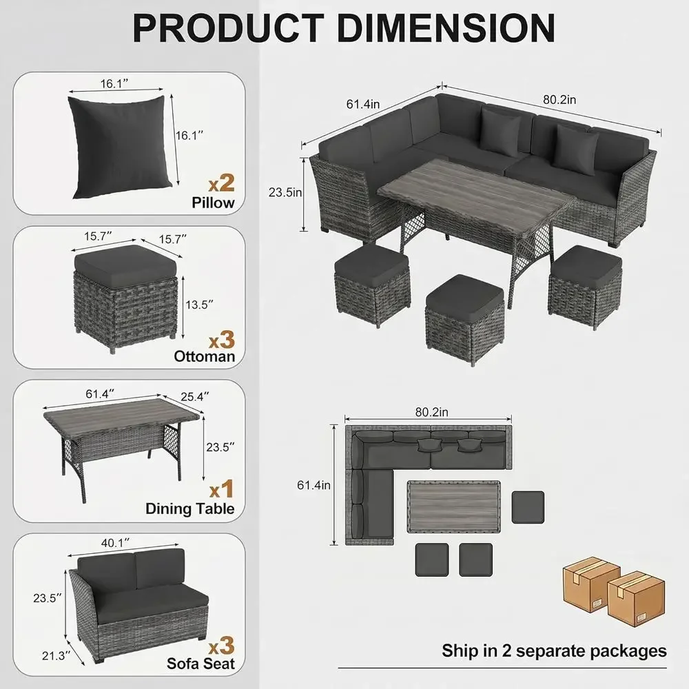 7-Piece Grey Outdoor Patio Fur - Outdoor Furniture Grey ulasan dan harga