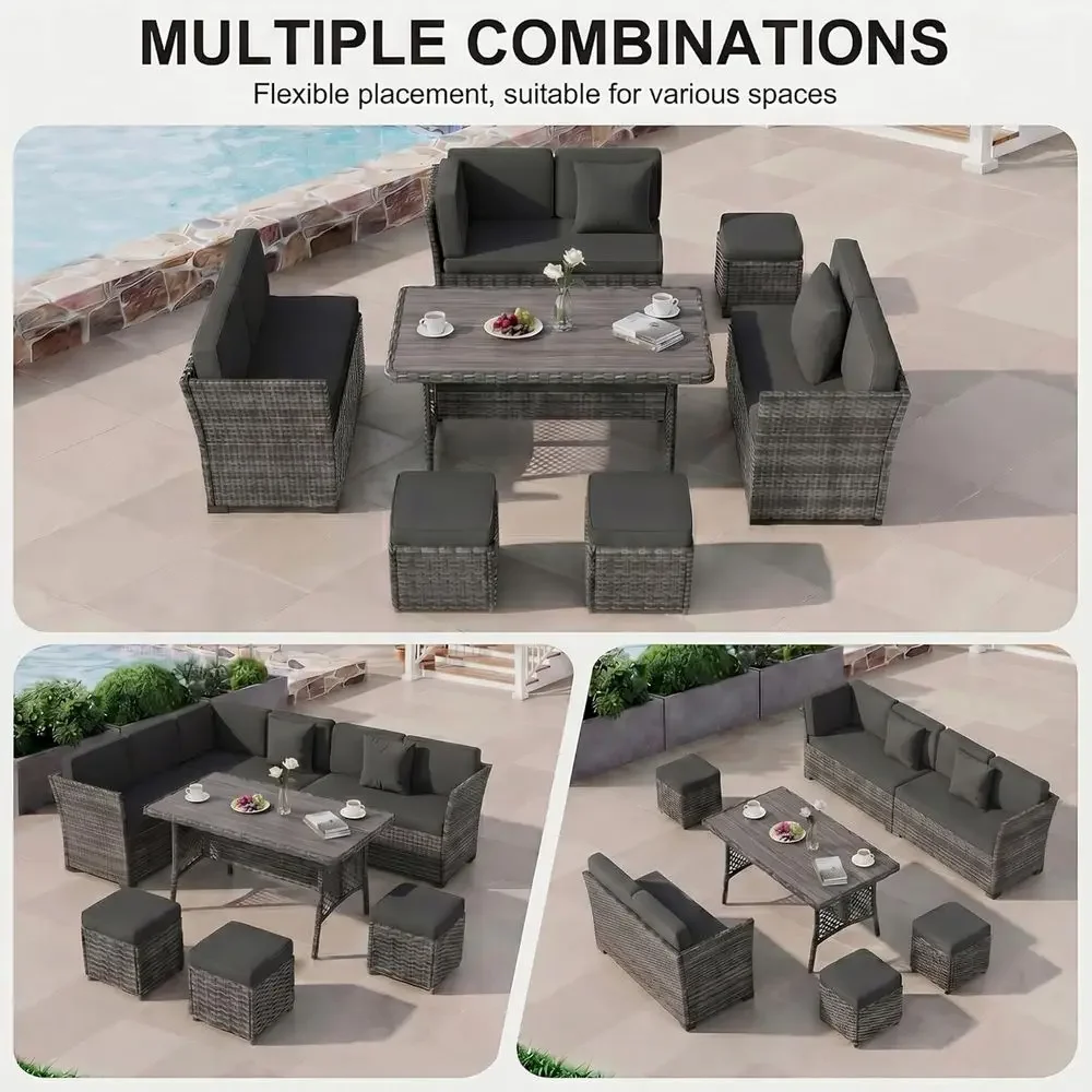 7-Piece Grey Outdoor Patio Fur - Outdoor Furniture Grey ulasan dan harga
