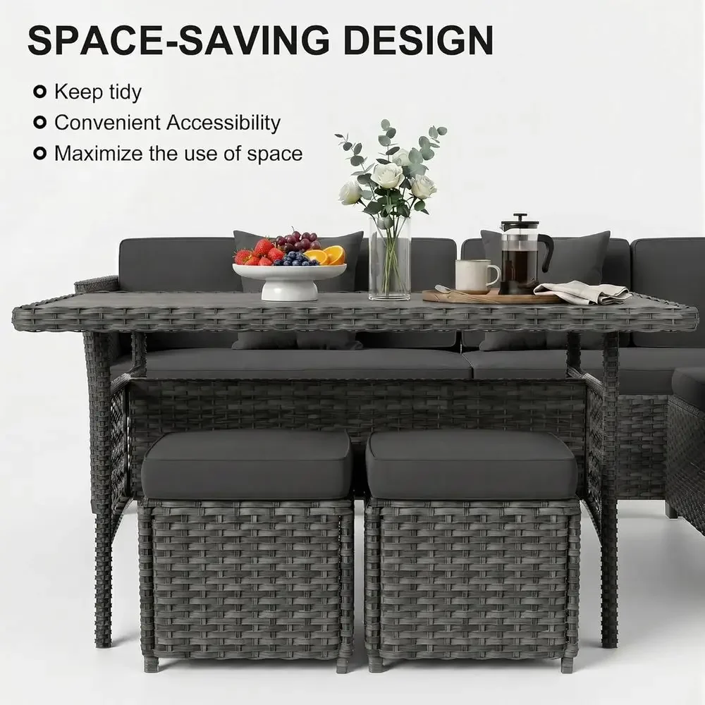 7-Piece Grey Outdoor Patio Fur - Outdoor Furniture Grey ulasan dan harga