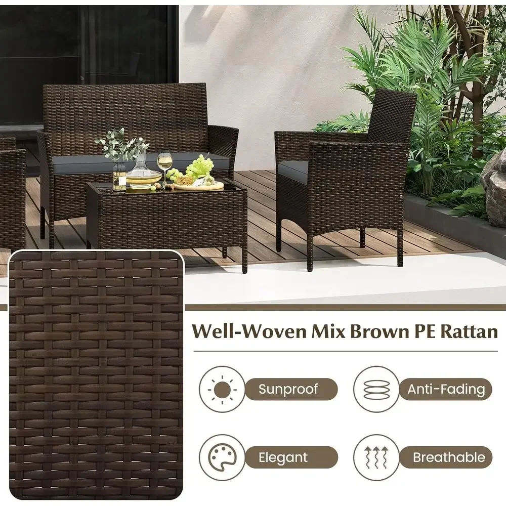 8-Piece Outdoor Rattan Patio F - Outdoor Furniture Grey ulasan dan harga