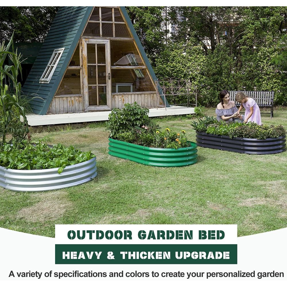 2-Pack Galvanized Oval Raised  - Planter Raised Metal ulasan dan harga