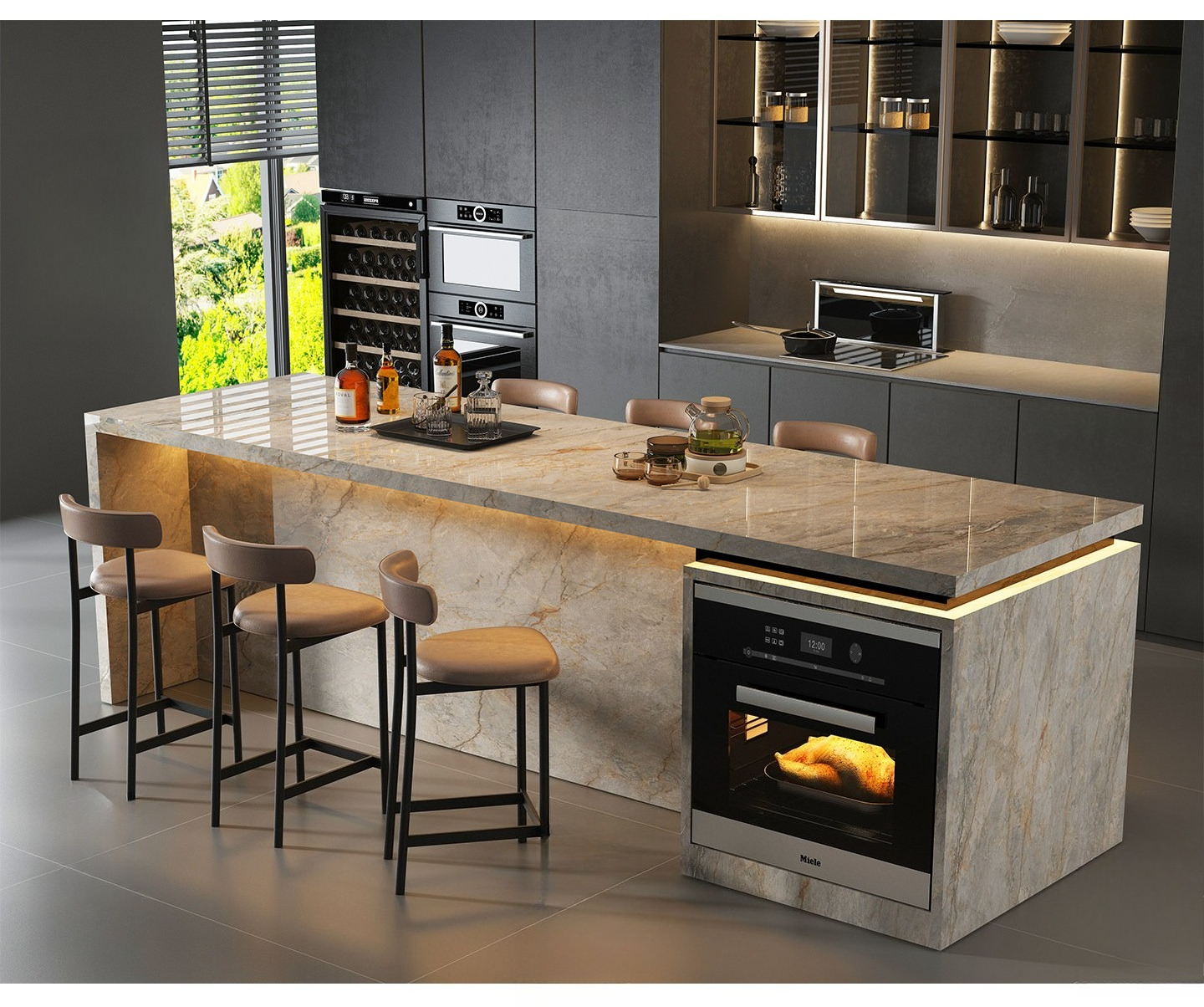 Square Solid Marble Island Cou - Outdoor Furniture Easy To Clean ulasan dan harga
