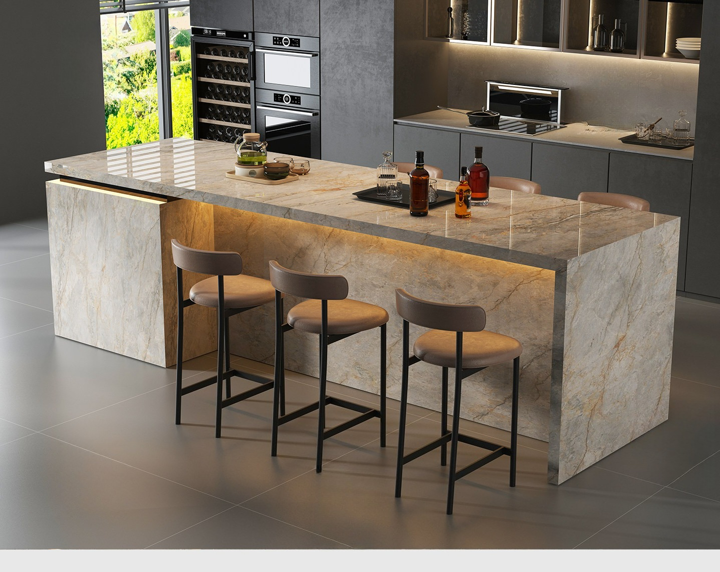 Square Solid Marble Island Cou - Outdoor Furniture Easy To Clean ulasan dan harga