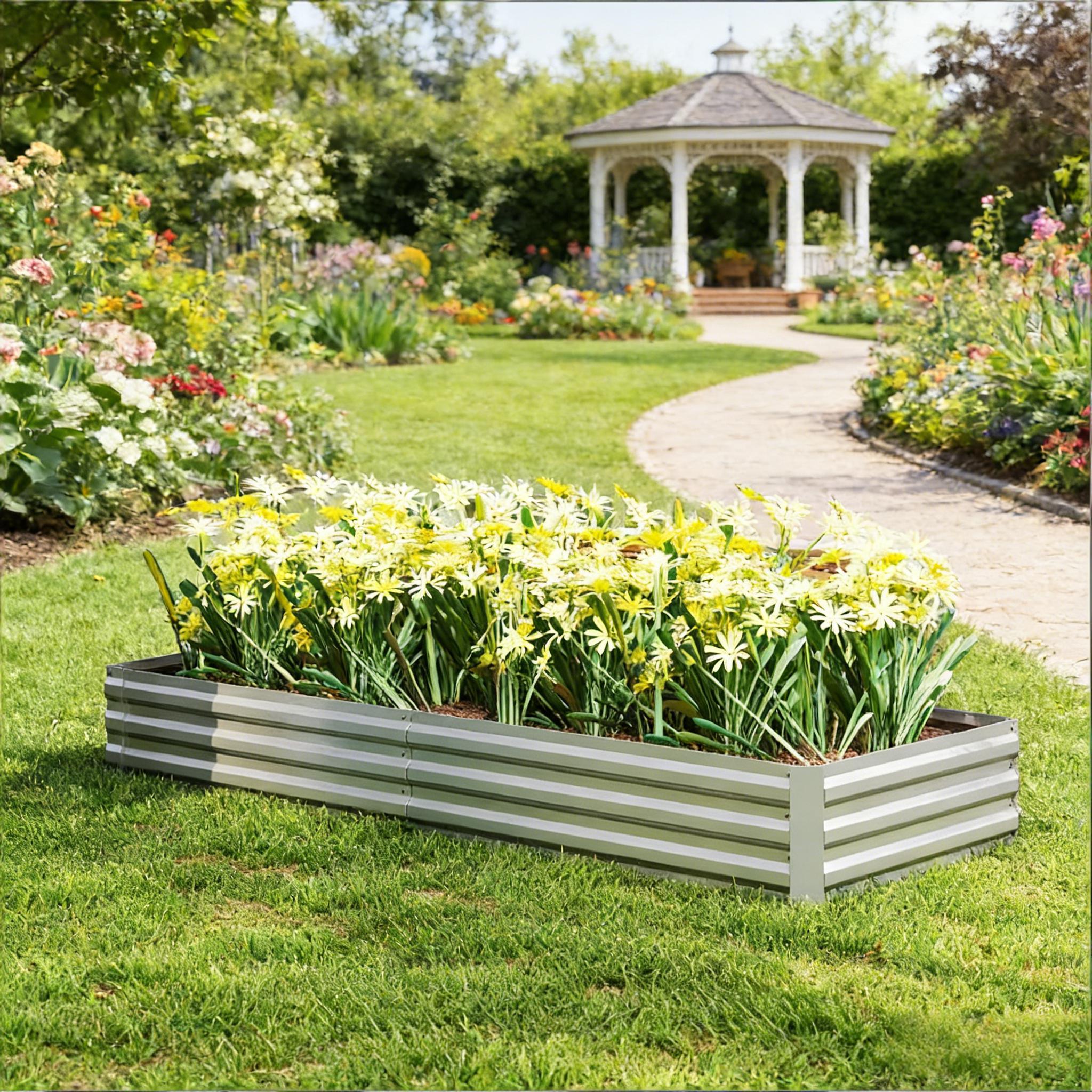 Flower Box,Plant Box,Garden Be - Planter Raised Metal ulasan dan harga