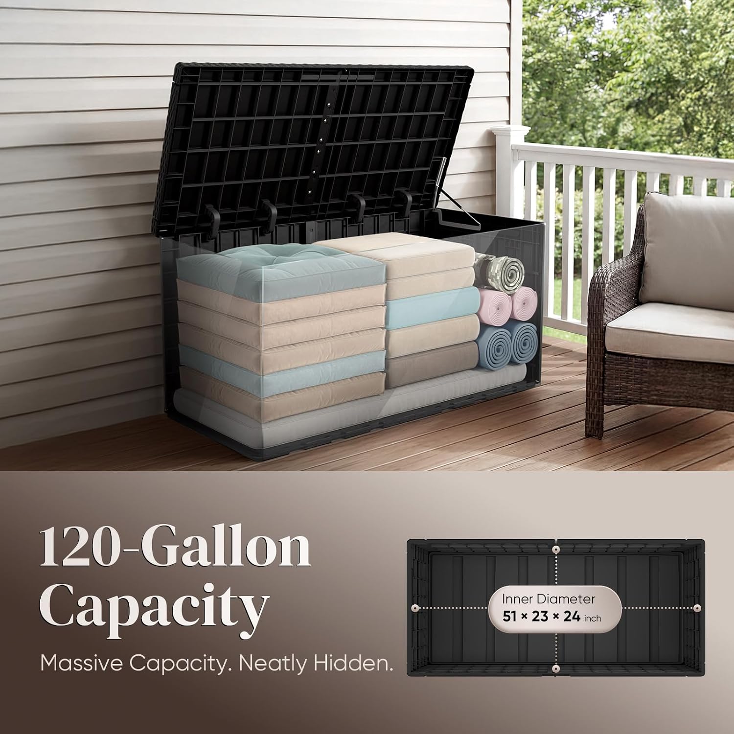 120 Gallon Large Outdoor Stora - Outdoor Furniture Weatherproof ulasan dan harga