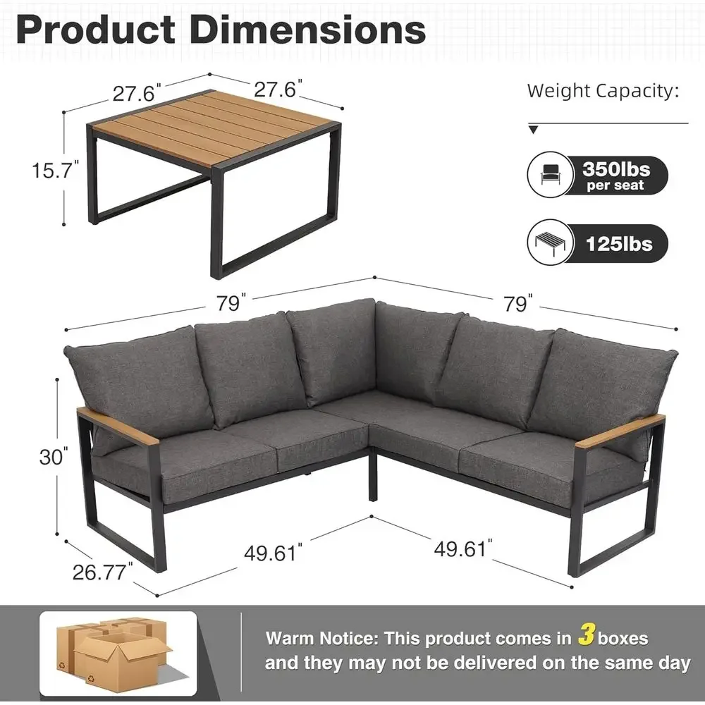 6-Piece Outdoor Sectional Sofa - Outdoor Furniture Grey ulasan dan harga