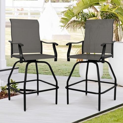 Patio Bar Set 2pcs Swivel Bar  - Outdoor Furniture Grey ulasan dan harga