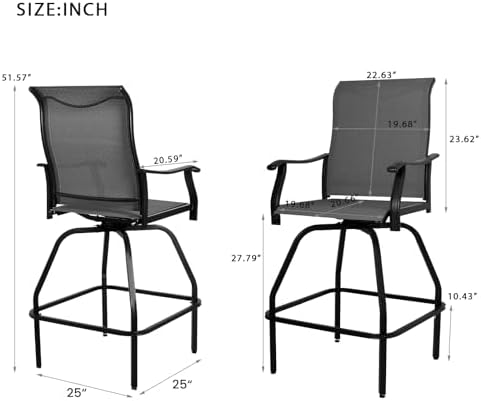 Patio Bar Set 2pcs Swivel Bar  - Outdoor Furniture Grey ulasan dan harga