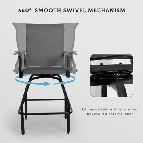 Patio Bar Set 2pcs Swivel Bar  - Outdoor Furniture Grey ulasan dan harga