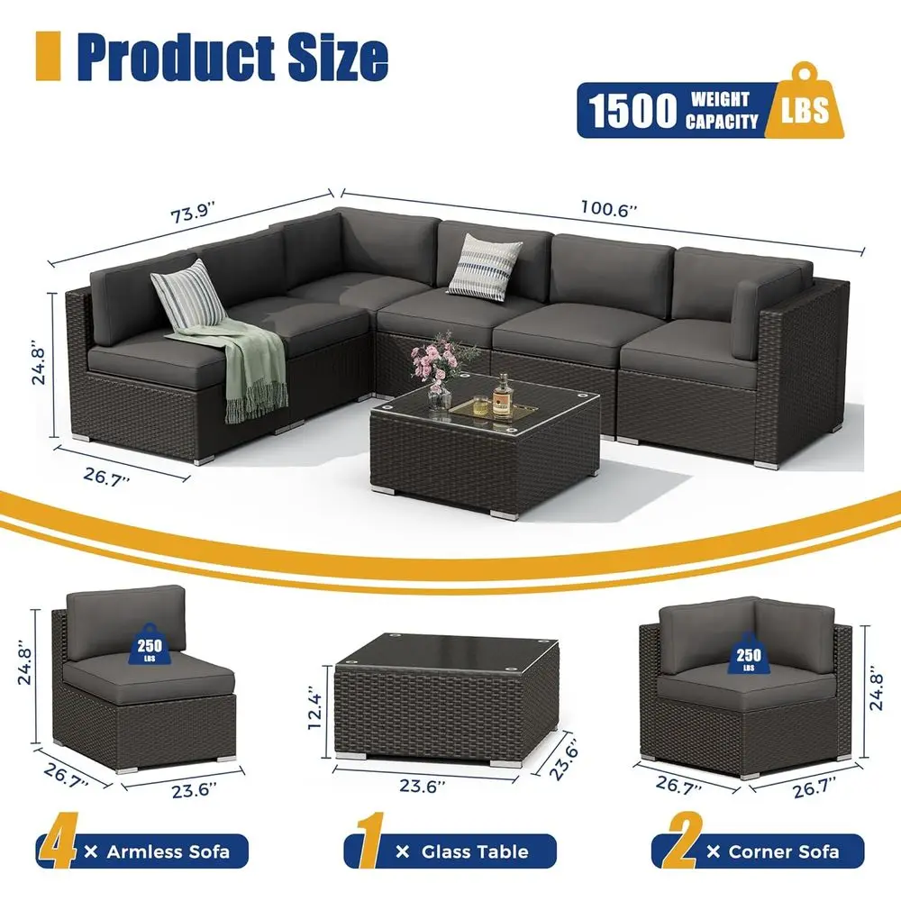 7-Piece Grey Outdoor Sectional - Outdoor Furniture Grey ulasan dan harga