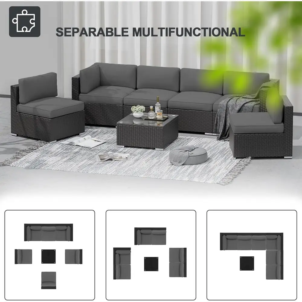7-Piece Grey Outdoor Sectional - Outdoor Furniture Grey ulasan dan harga