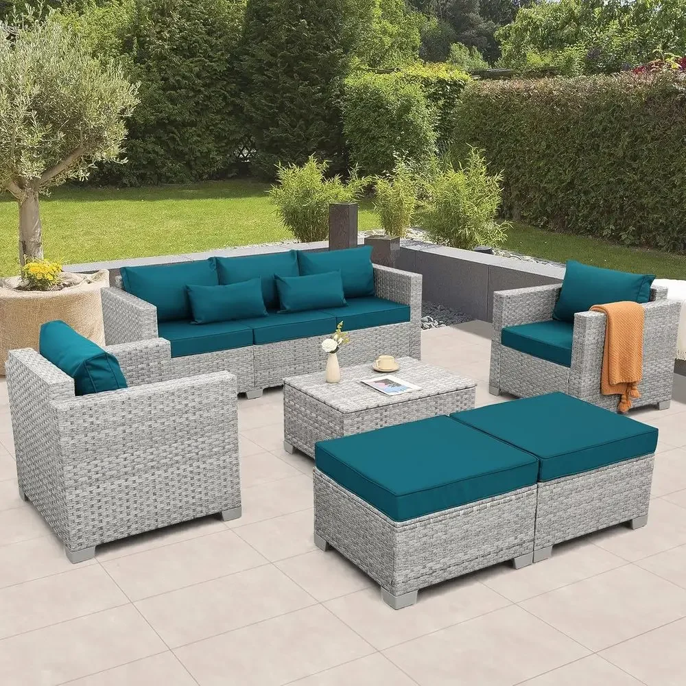 6-Piece Grey Wicker Outdoor Pa - Outdoor Furniture Grey ulasan dan harga