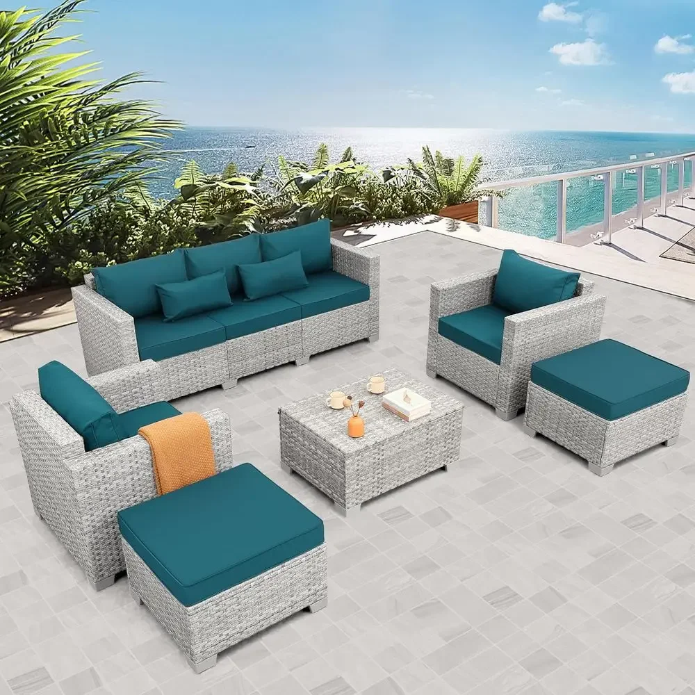 6-Piece Grey Wicker Outdoor Pa - Outdoor Furniture Grey ulasan dan harga