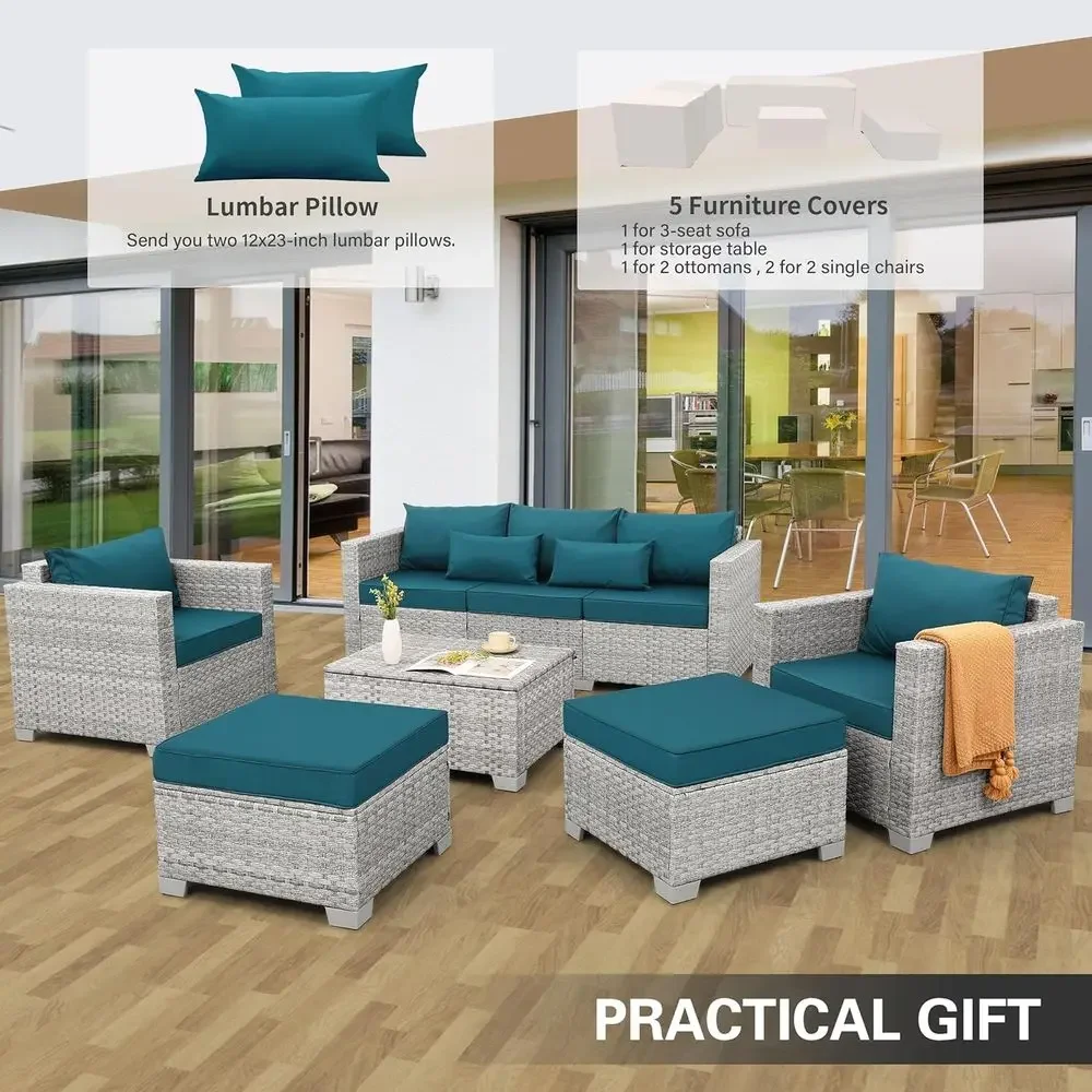 6-Piece Grey Wicker Outdoor Pa - Outdoor Furniture Grey ulasan dan harga