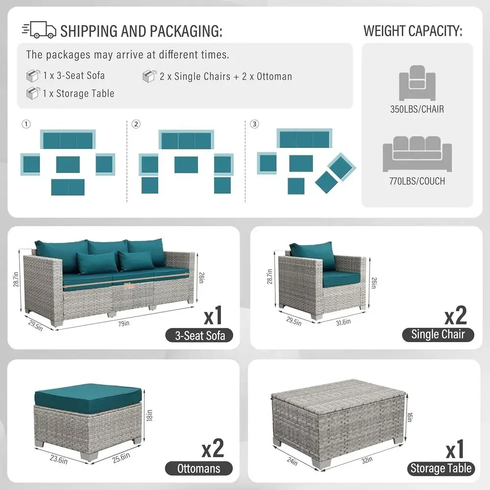 6-Piece Grey Wicker Outdoor Pa - Outdoor Furniture Grey ulasan dan harga