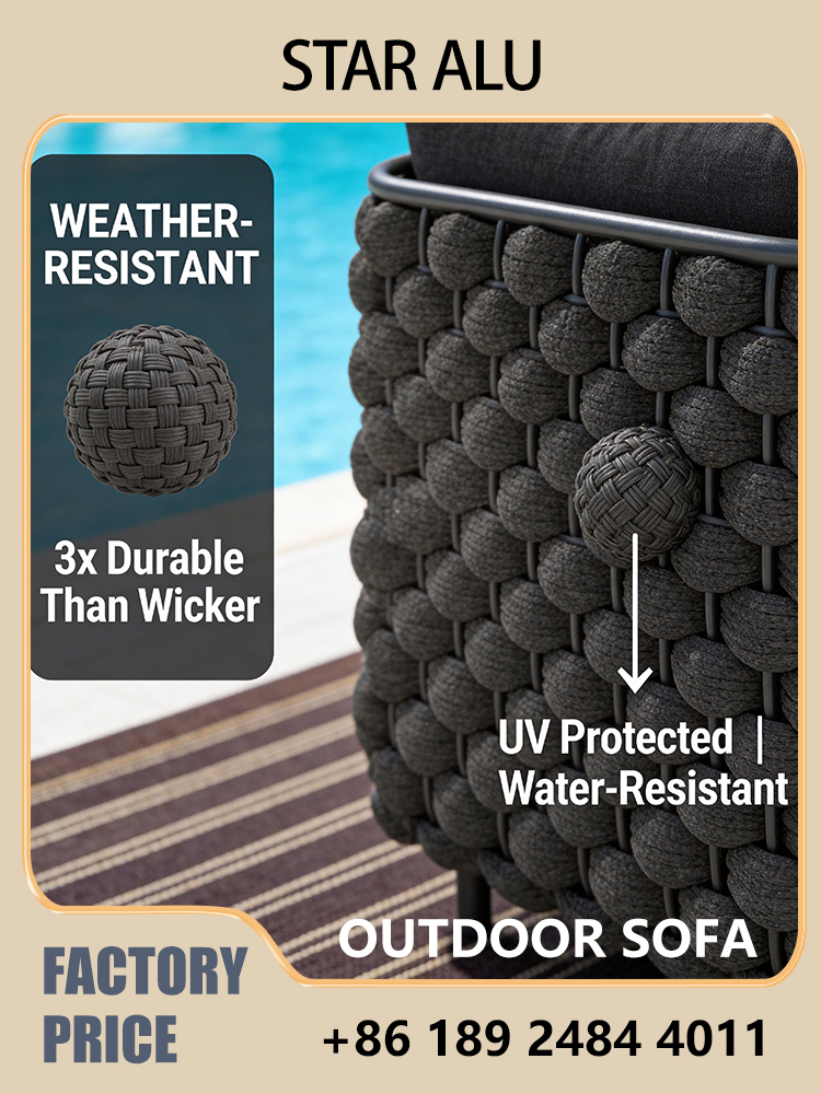 3-Seater Outdoor Rattan Sofa S - Outdoor Furniture Grey ulasan dan harga