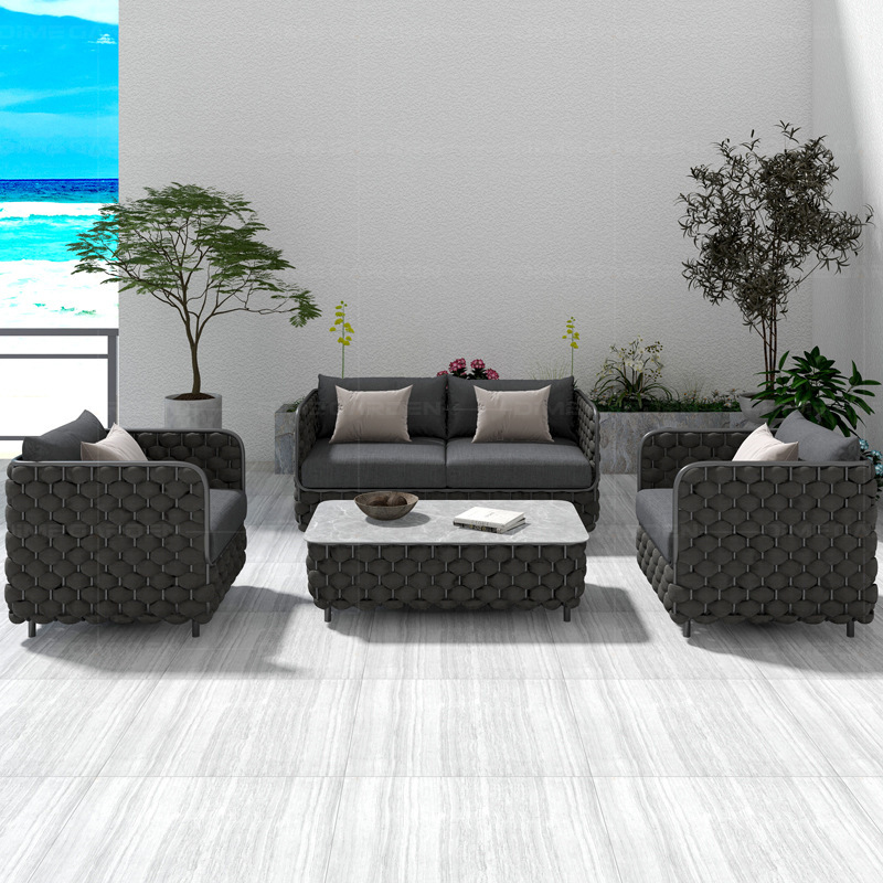 3-Seater Outdoor Rattan Sofa S - Outdoor Furniture Grey ulasan dan harga