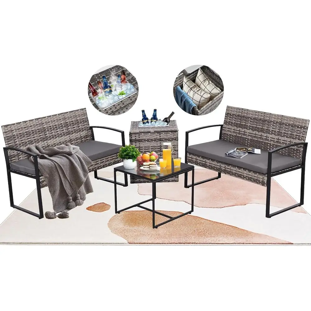 4-Piece Outdoor Patio Furnitur - Outdoor Furniture Grey ulasan dan harga