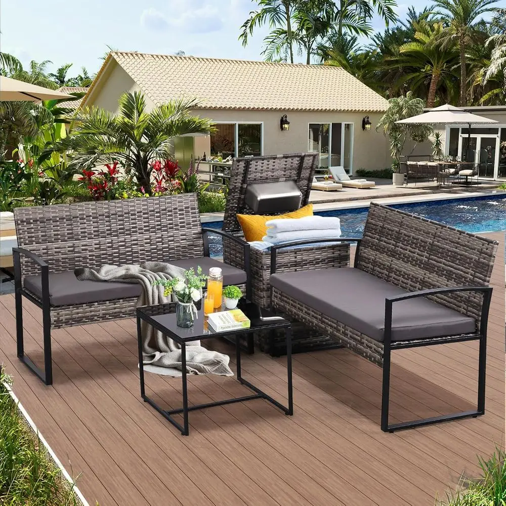 4-Piece Outdoor Patio Furnitur - Outdoor Furniture Grey ulasan dan harga