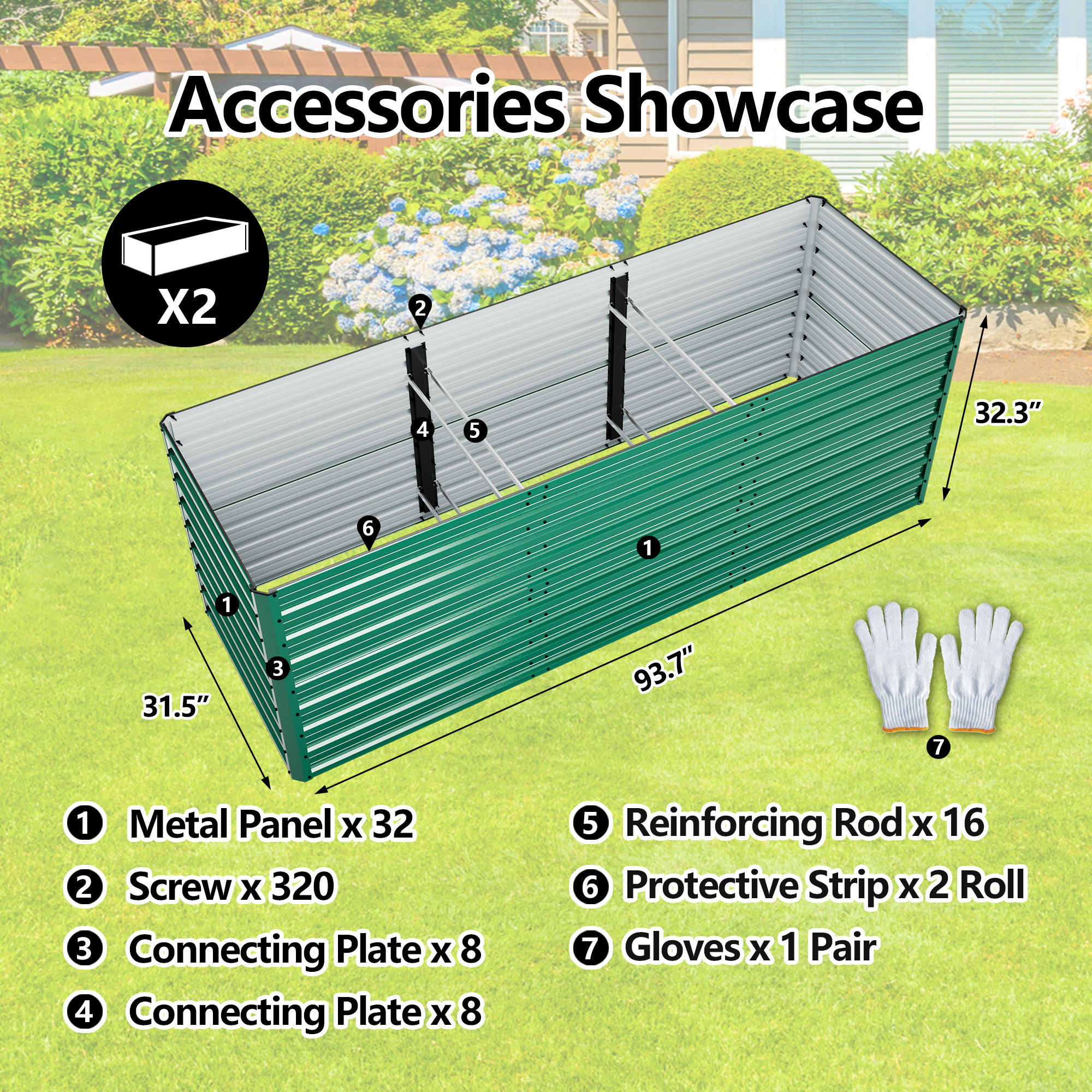 2 Pack Raised Garden Bed 93.7x - Planter Raised Metal ulasan dan harga