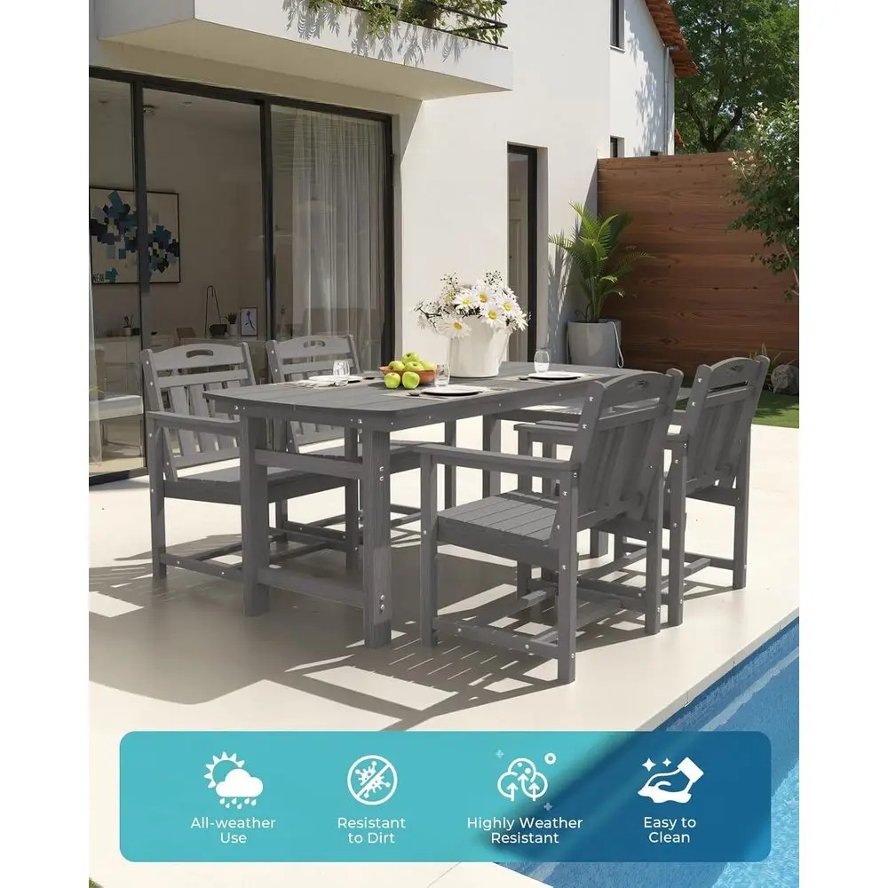All-Weather HDPE Patio Dining  - Outdoor Furniture Grey ulasan dan harga