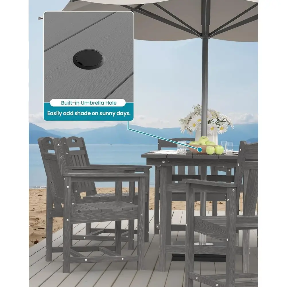 All-Weather HDPE Patio Dining  - Outdoor Furniture Grey ulasan dan harga