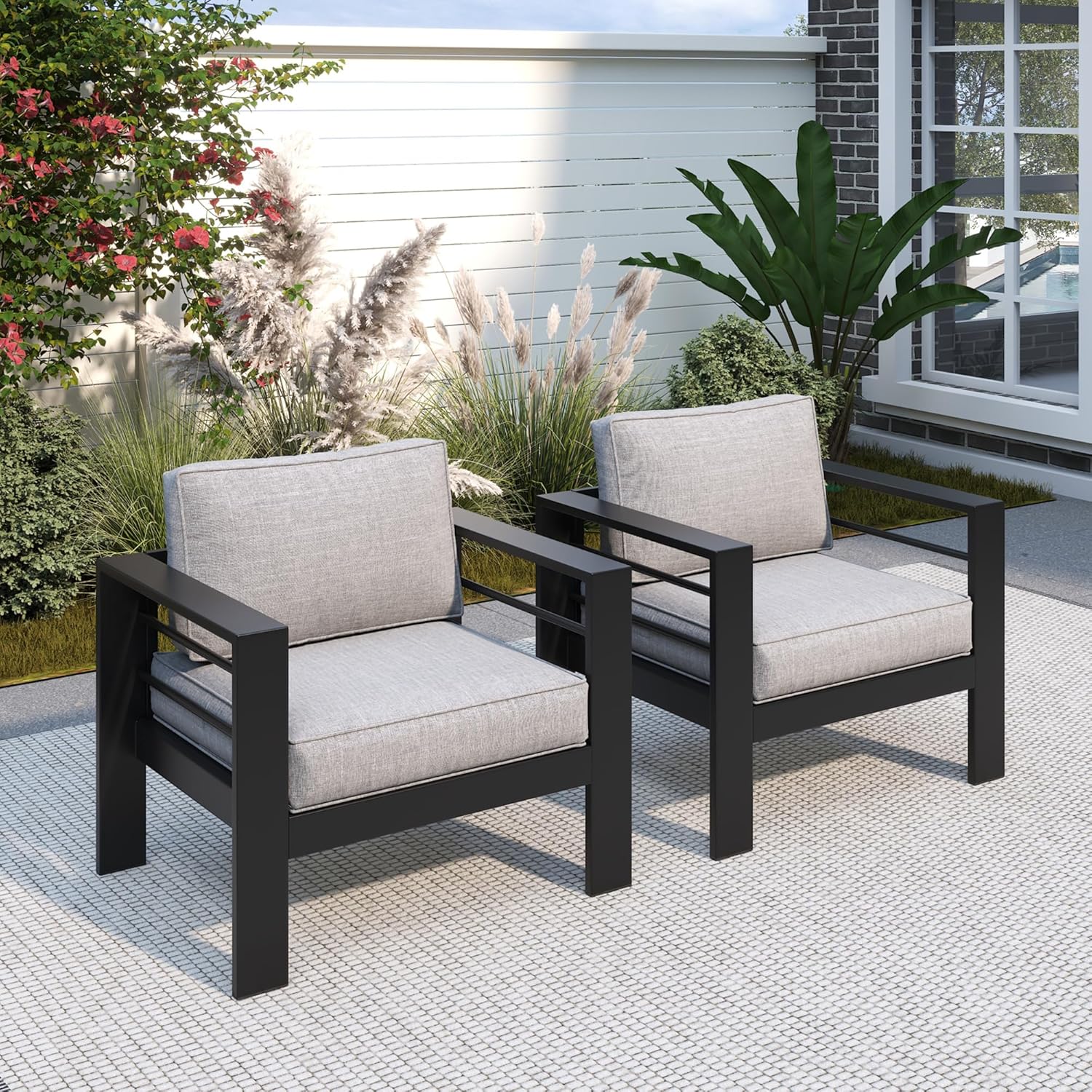 Patio Furniture Metal Armchair - Outdoor Furniture Grey ulasan dan harga