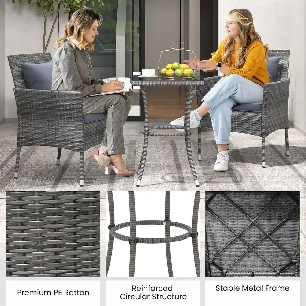 Grey 3-Piece Patio Furniture S - Outdoor Furniture Grey ulasan dan harga