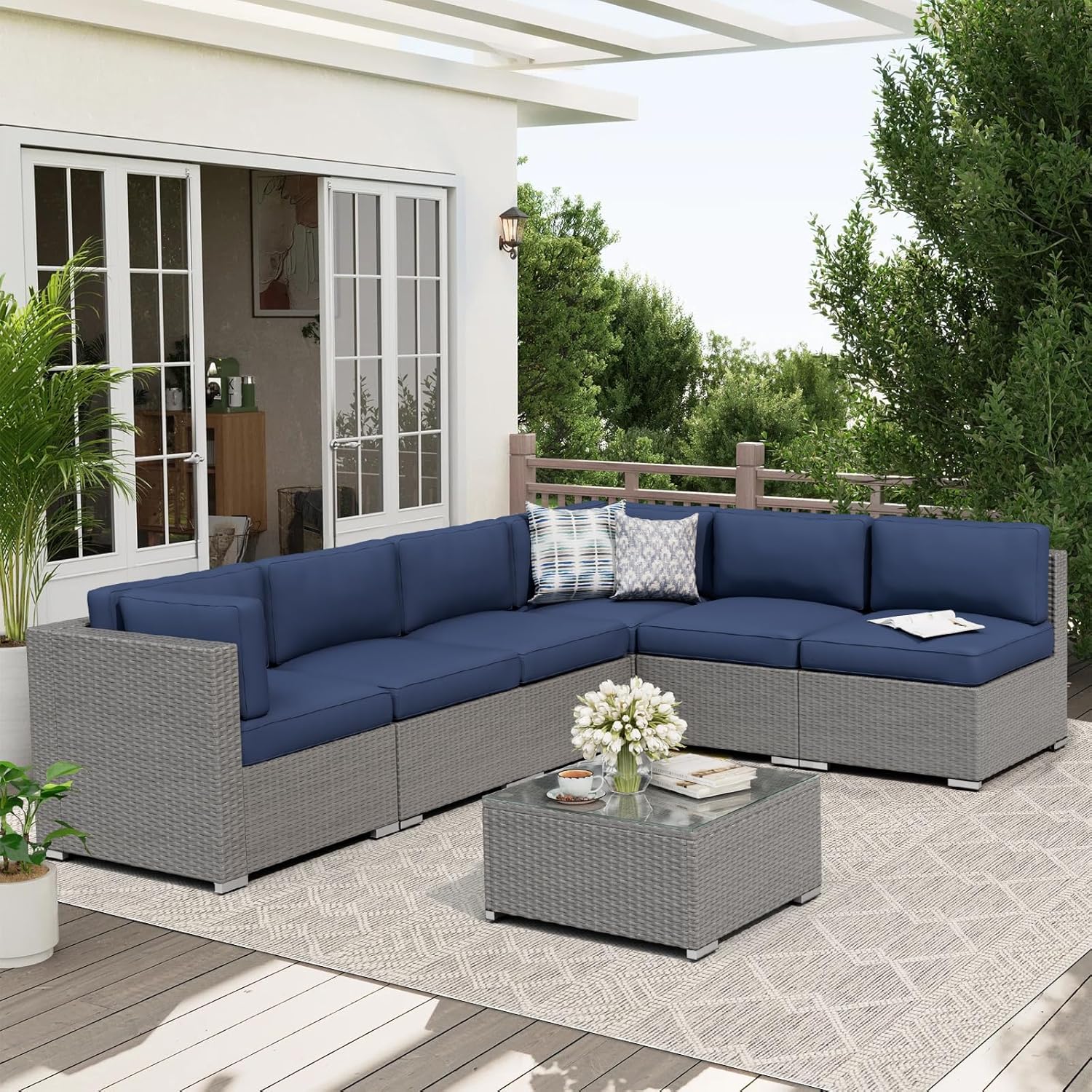7-Piece Outdoor Patio Furnitur - Outdoor Furniture Grey ulasan dan harga