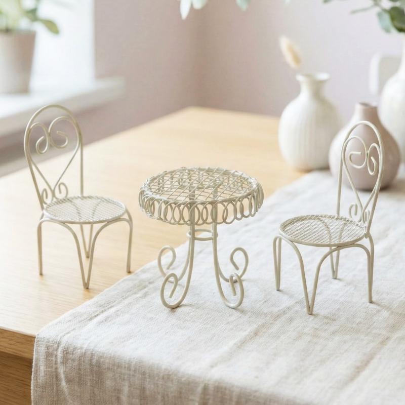 1/3Pcs Dollhouse Garden Displa - Bistro Table Set ulasan dan harga