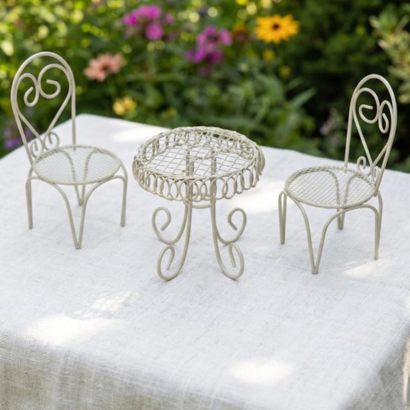 1/3Pcs Dollhouse Garden Displa - Bistro Table Set ulasan dan harga