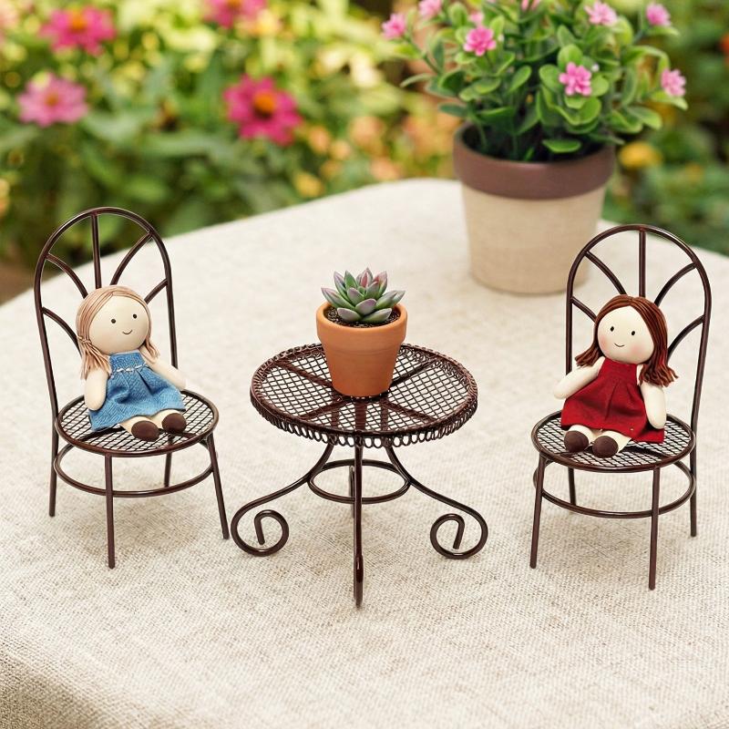 1/3Pcs Dollhouse Garden Displa - Bistro Table Set ulasan dan harga