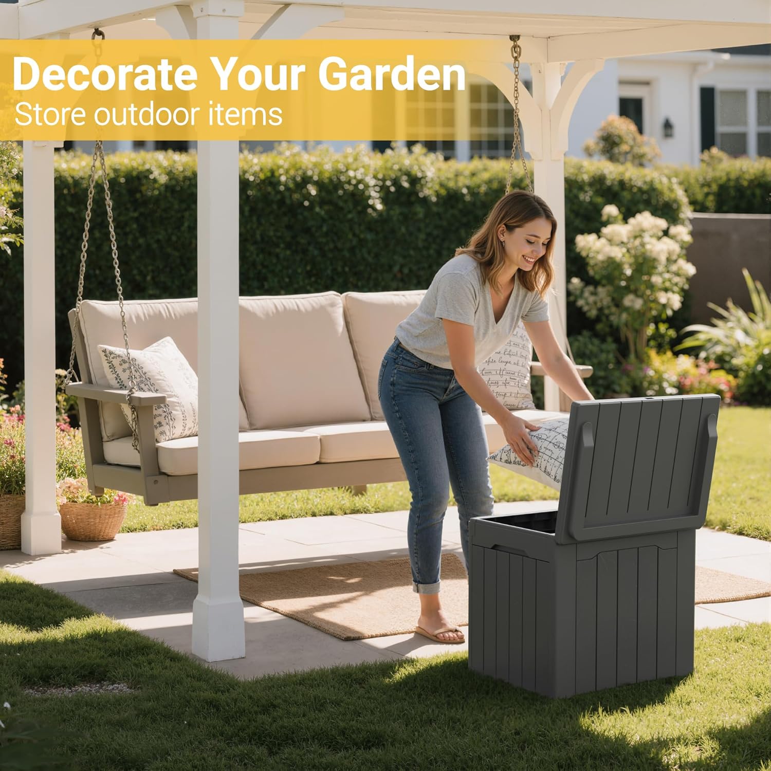 31 Gallon Outdoor Storage Box  - Outdoor Furniture Grey ulasan dan harga