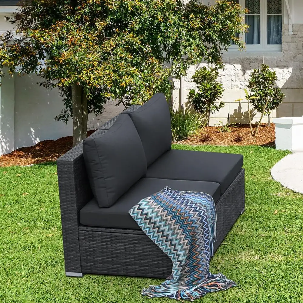 2-Piece Rattan Patio Furniture - Outdoor Furniture Grey ulasan dan harga